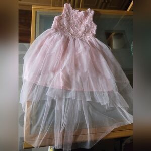 Pink and White Embellished Tiered Dress